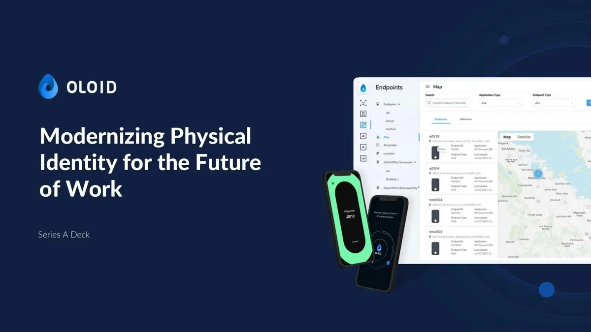 Check out the 20-slide pitch deck that futuristic workplace ID startup Oloid used to raise $20 million backed by Dell · slide 1