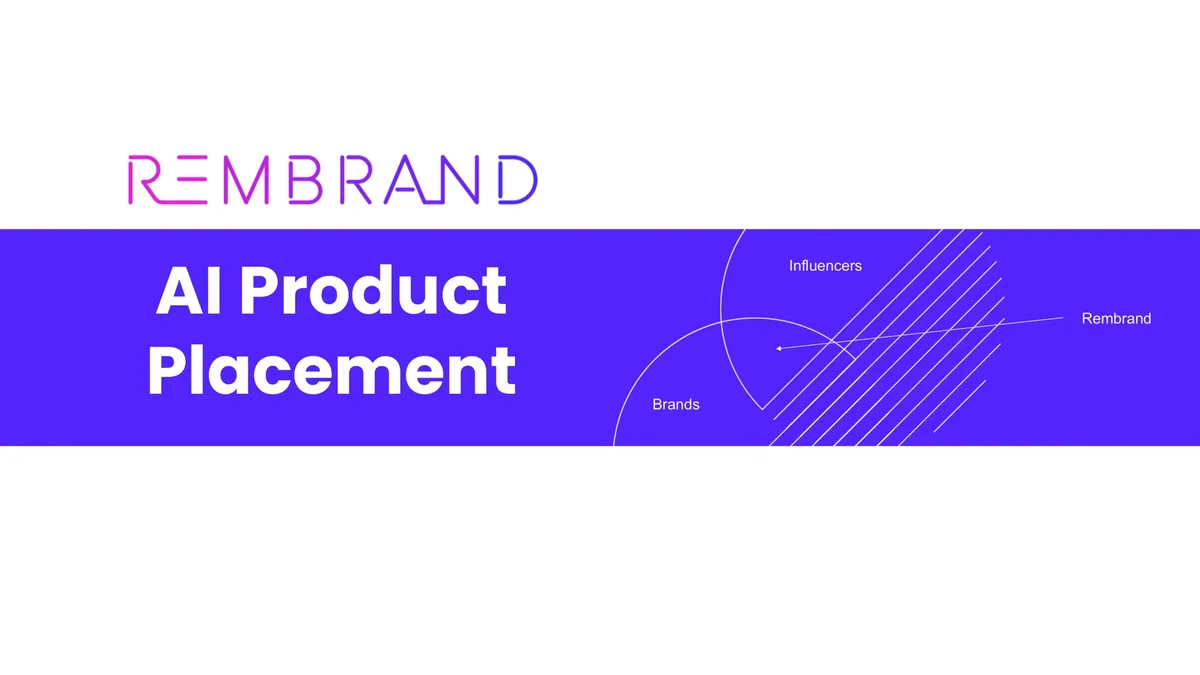 The slide uses a Venn diagram-like visual to show the intersection of Brands, Influencers, and Rembrand.