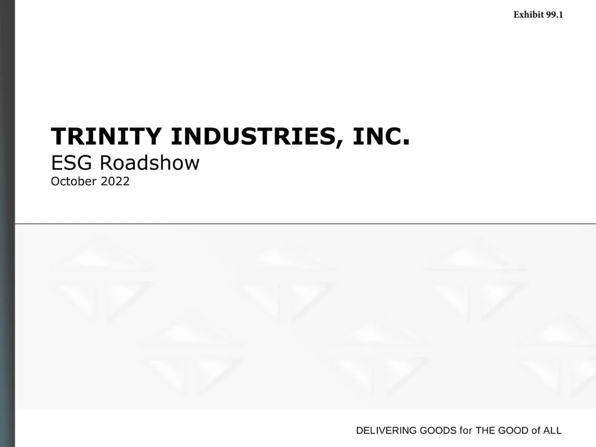 Trinity Industries | ESG Presentation Deck | 29 slides · slide 1