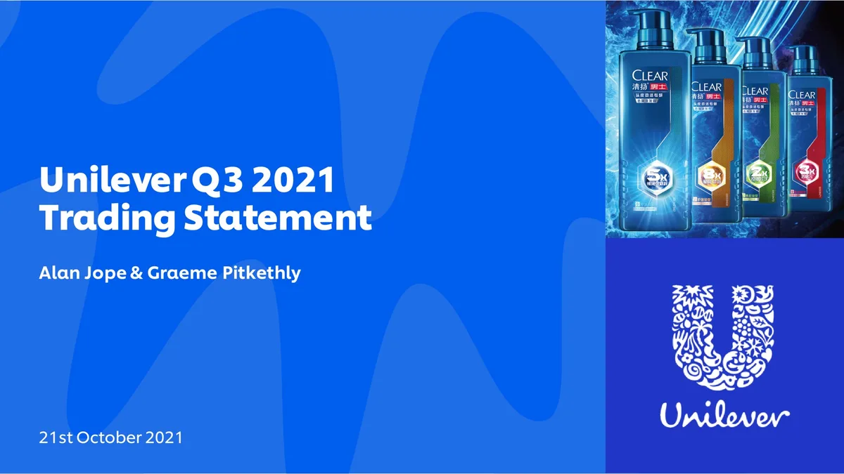 Unilever | Results Presentation Deck | 26 slides · slide 1