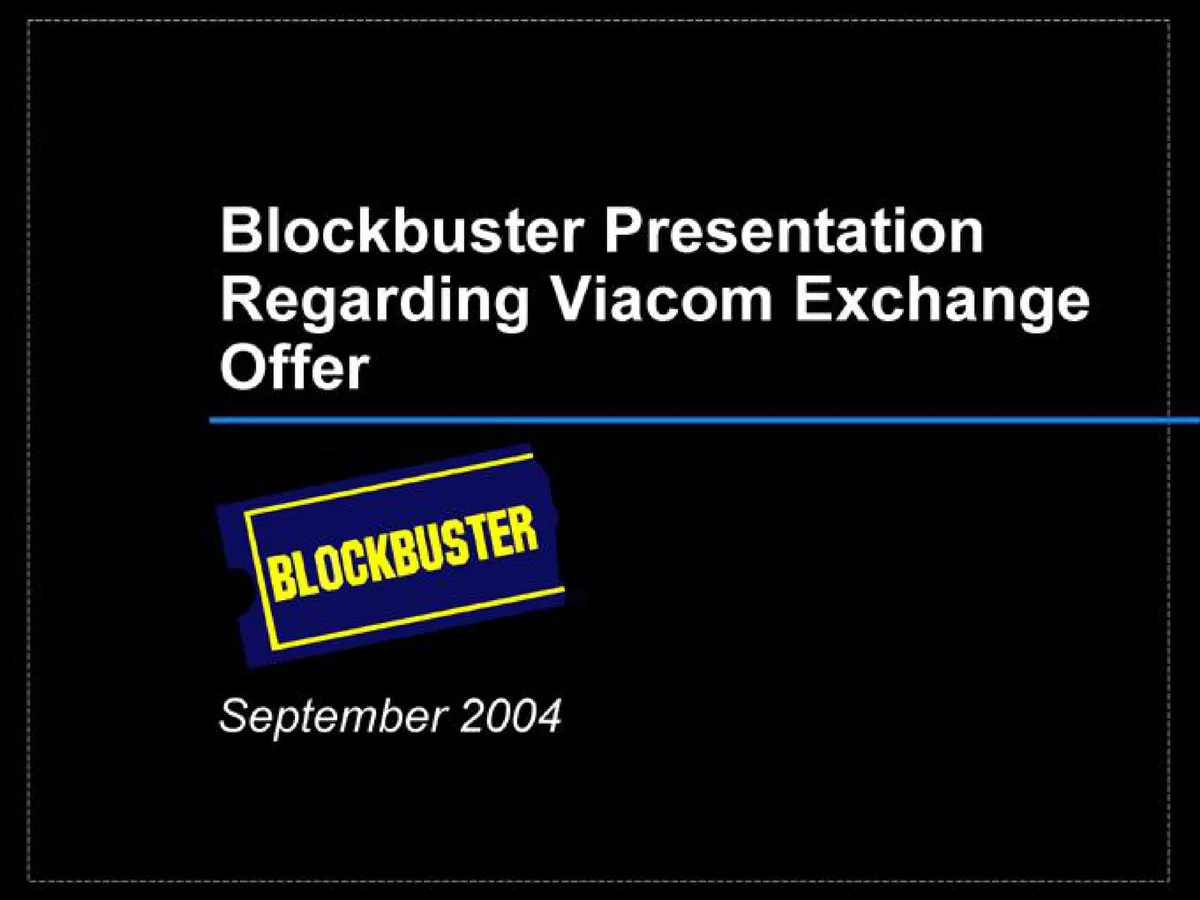 Blockbuster Video | Investor Presentation Deck | 74 slides · slide 1