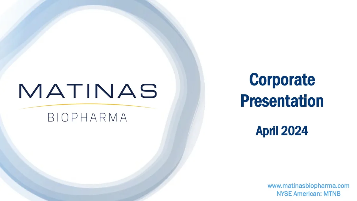 Matinas BioPharma | Investor Presentation Deck | 29 slides · slide 1