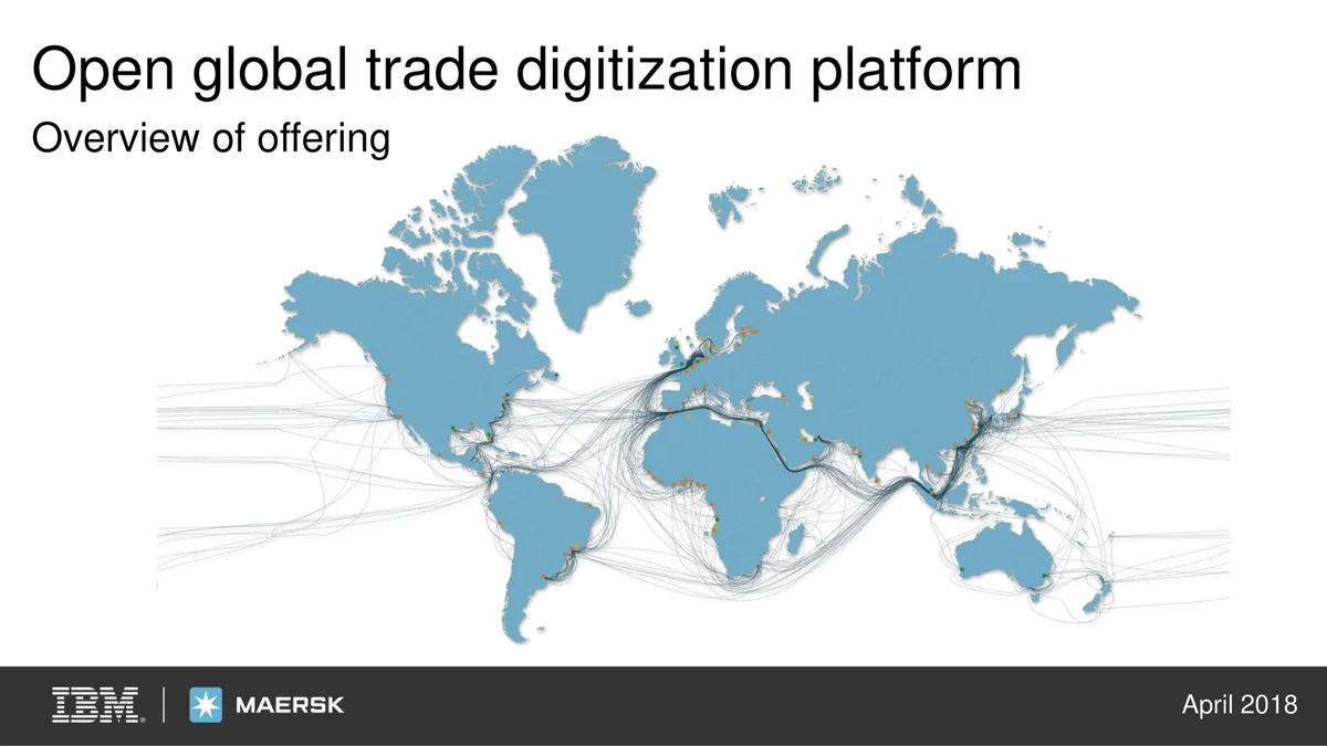 The slide features the IBM and Maersk logos, indicating a partnership.