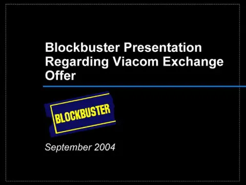 Blockbuster Video | Investor Presentation Deck | 74 slides
