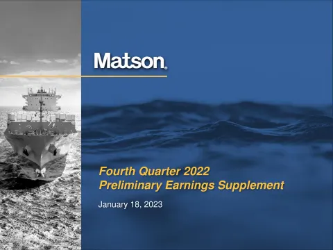 Matson | Results Presentation Deck | 10 slides