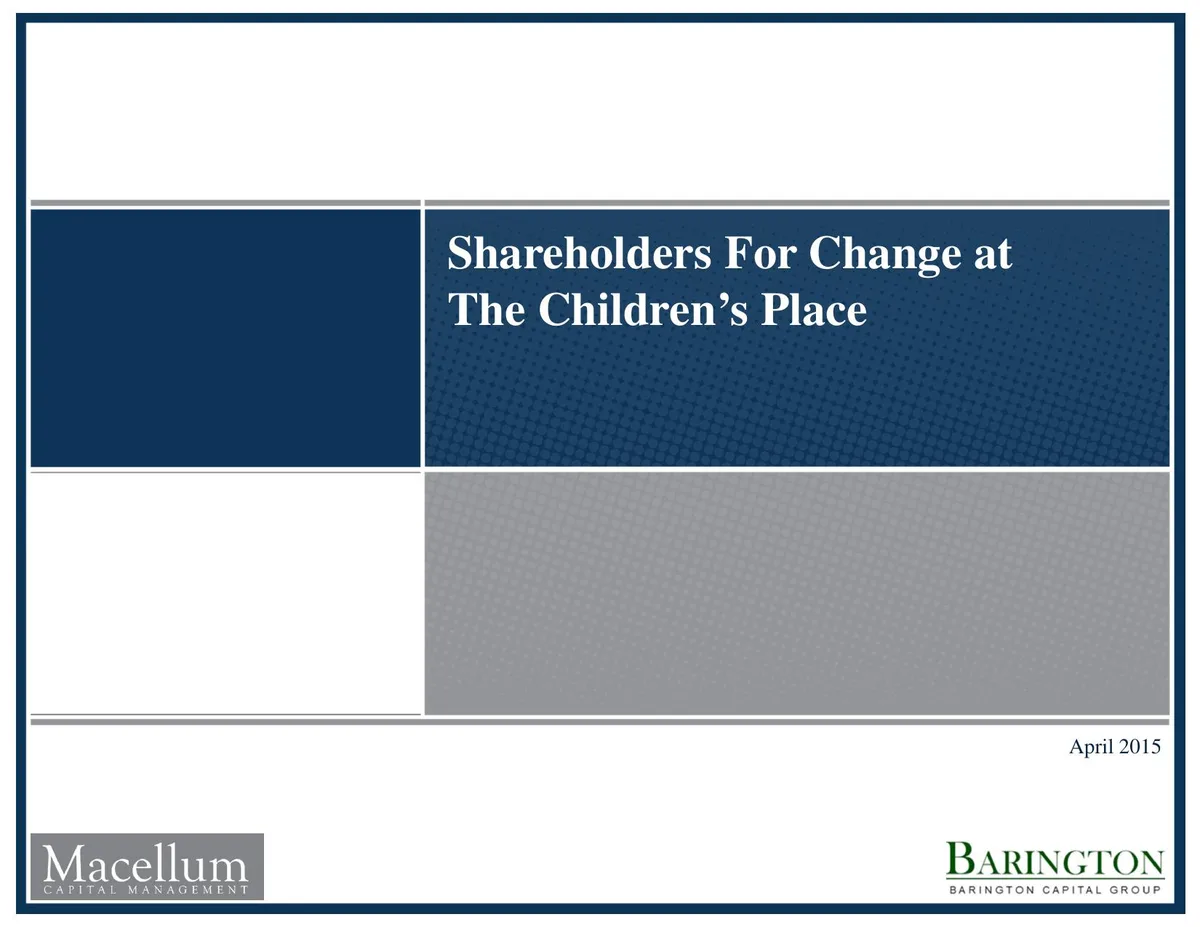 Macellum The Childrens Place Presentation April 2015 · slide 1