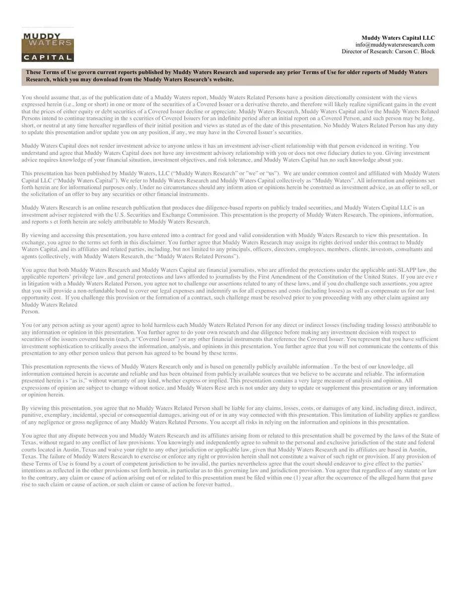Standard legal disclaimer for an investment research firm.