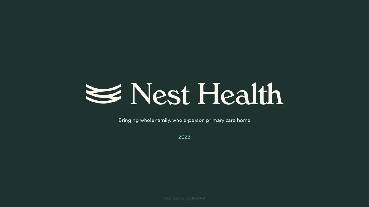 Pitch deck Nest Health used to get $15 million in seed funding · slide 1