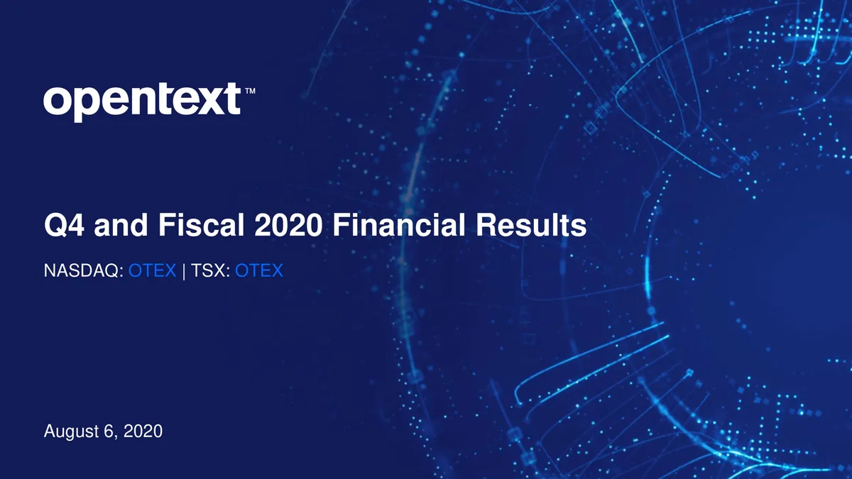 OpenText | Results Presentation Deck | 31 slides · slide 1