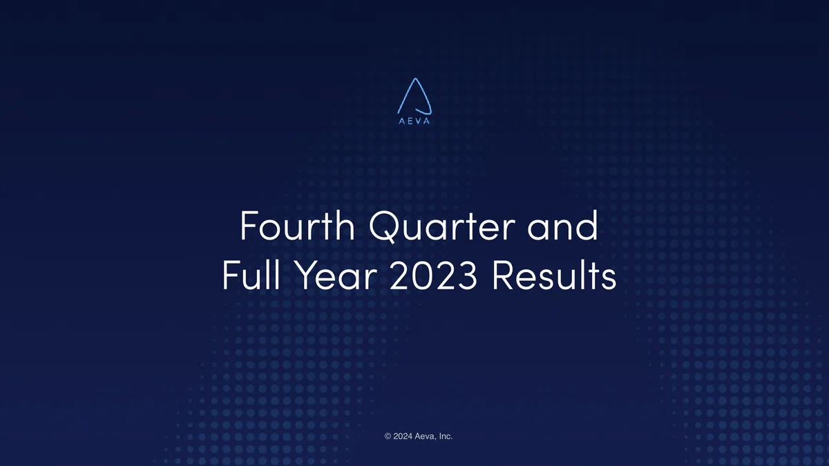 Aeva | Results Presentation Deck | 16 slides · slide 1
