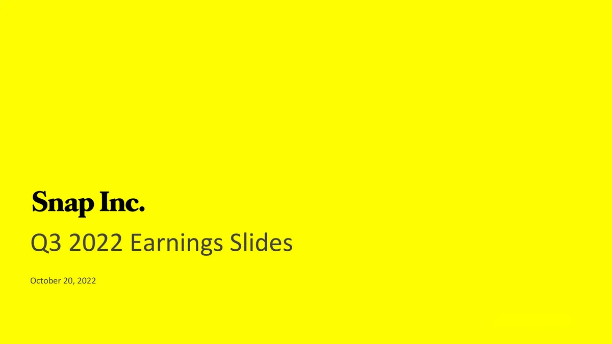 Snap Inc | Results Presentation Deck | 20 slides · slide 1