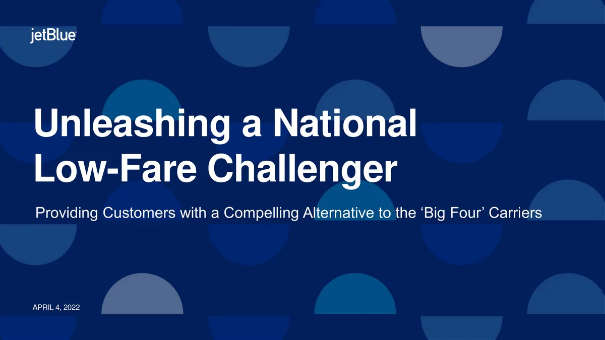 jetBlue | Mergers and Acquisitions Presentation Deck | 25 slides · slide 1