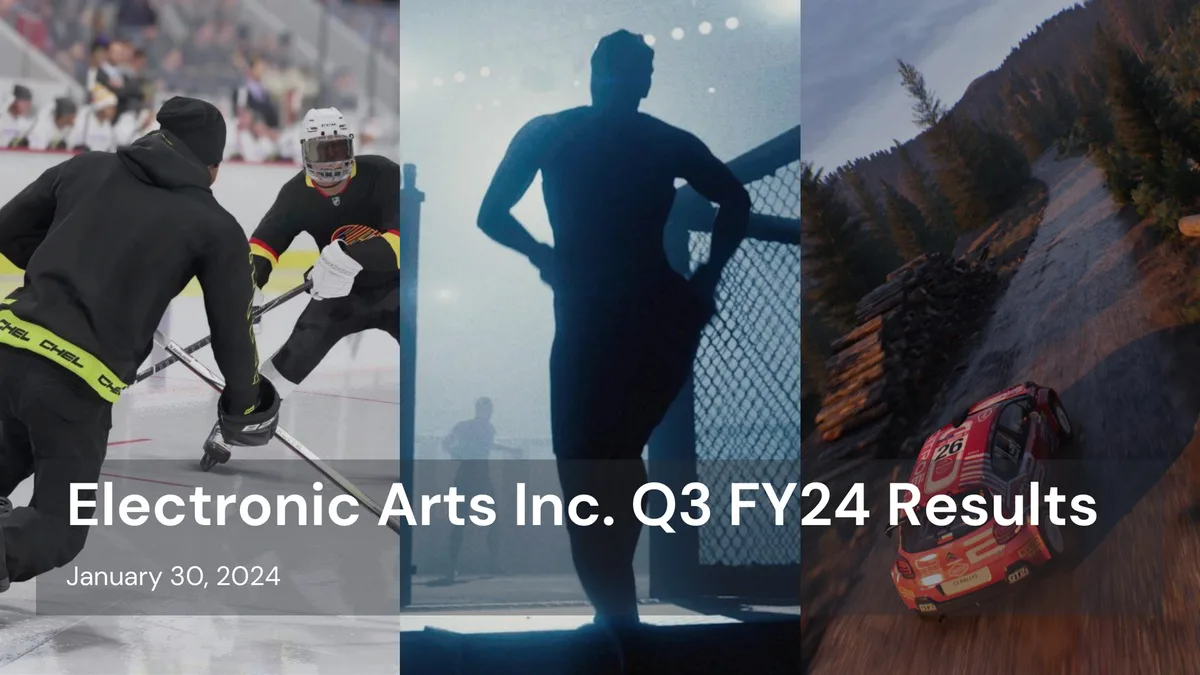 Features imagery from EA Sports titles (NHL, UFC, WRC).