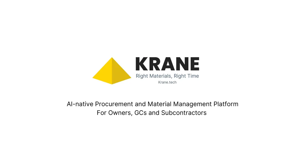 Krane raises $9 million for AI agents streamlining construction · slide 1