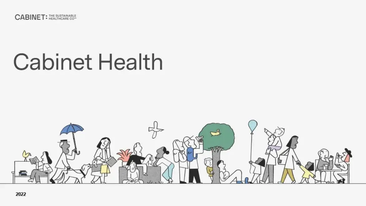 The slide features a minimalist, hand-drawn style illustration of various people in a park setting.