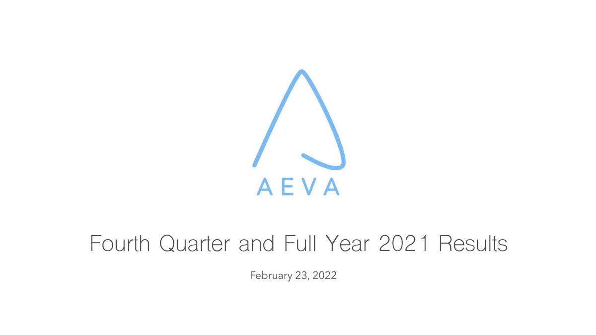 Aeva | Results Presentation Deck | 16 slides · slide 1