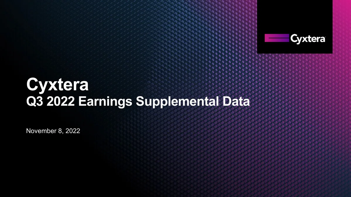 Cyxtera | Results Presentation Deck | 26 slides · slide 1