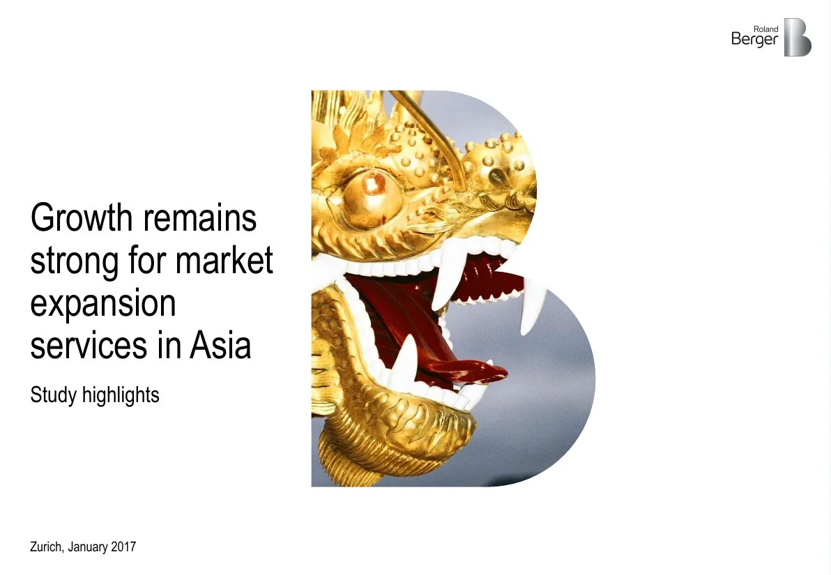 The letter 'B' is used as a mask for a dragon image, consistent with Roland Berger branding.