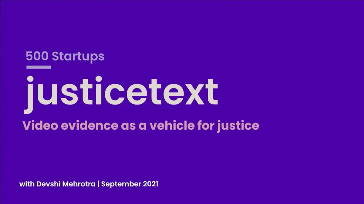 Justicetext | Start Up Pitch Deck | 16 slides · slide 1