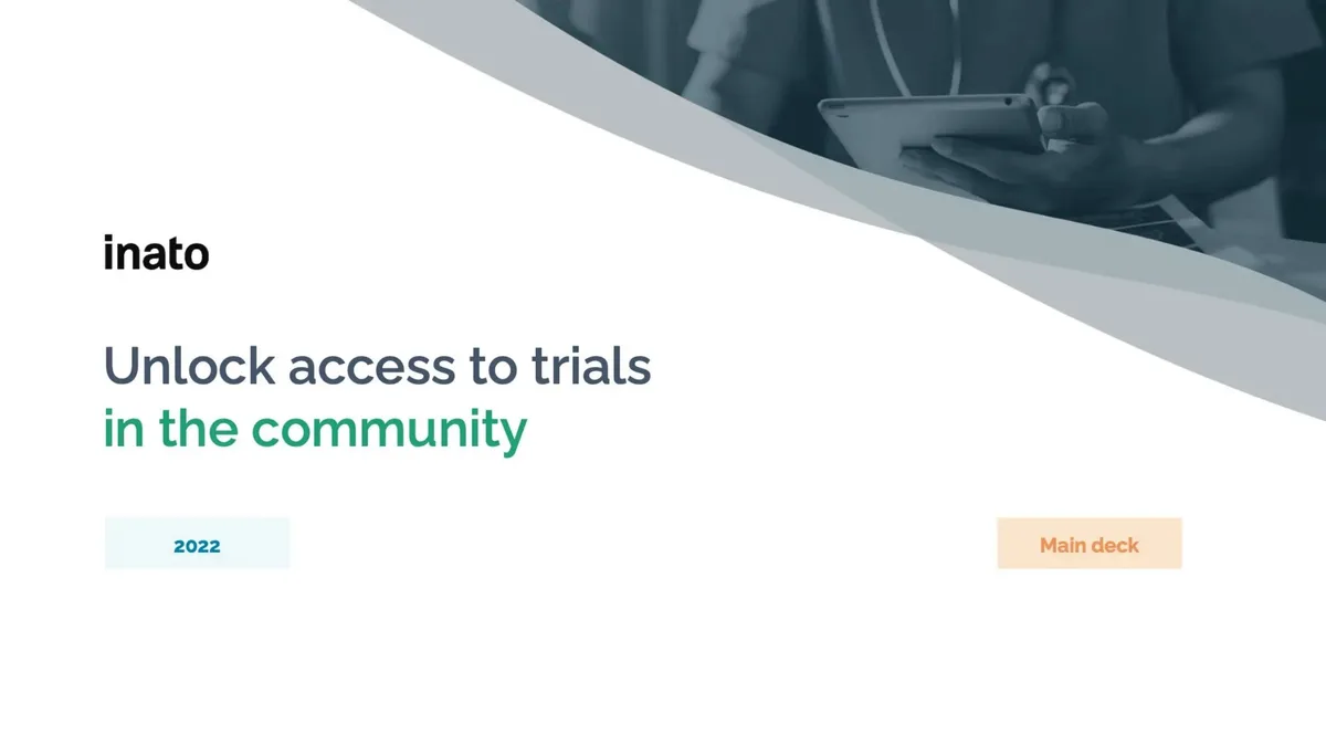 Pitch deck clinical trials startup Inato used to get $20 million · slide 1