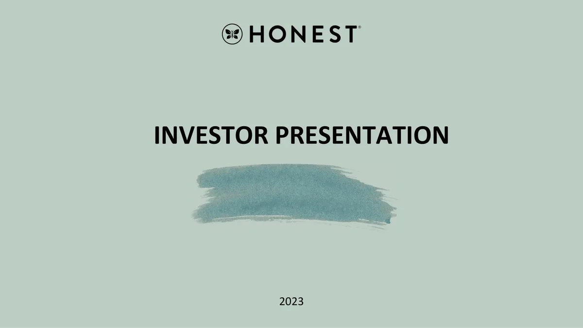 Honest | Investor Presentation Deck | 19 slides · slide 1