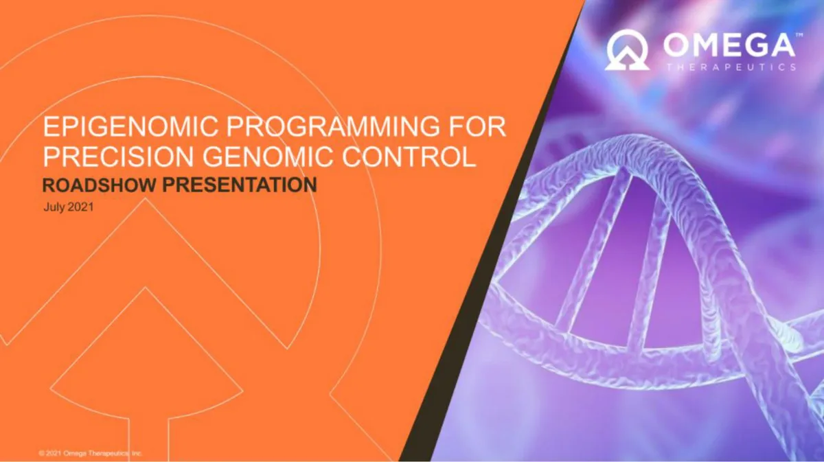 Omega Therapeutics | IPO Presentation Deck | 33 slides · slide 1