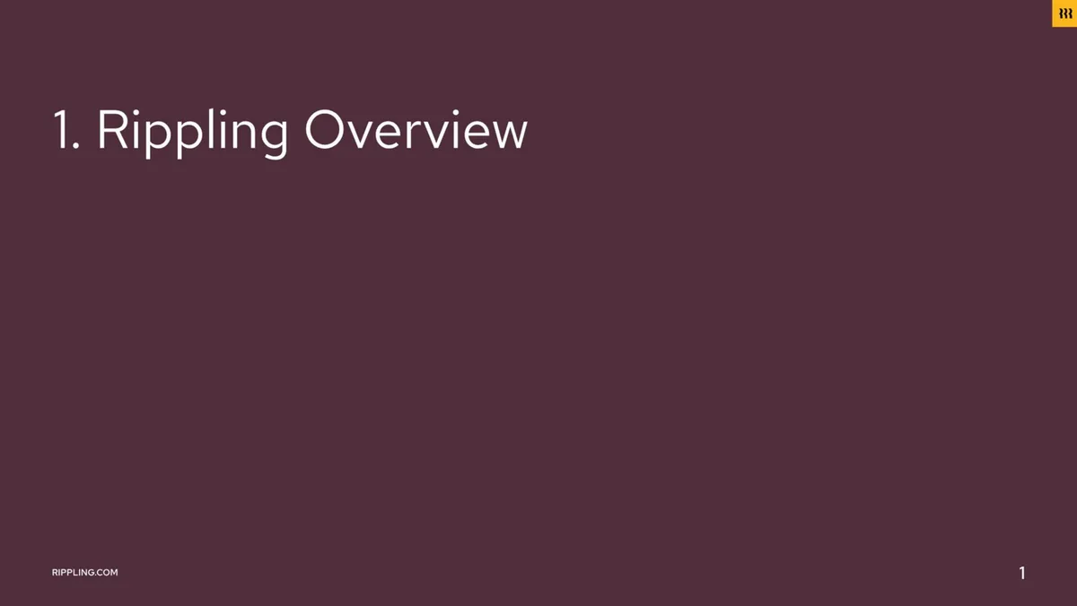 Rippling | Start Up Pitch Deck | 14 slides · slide 1