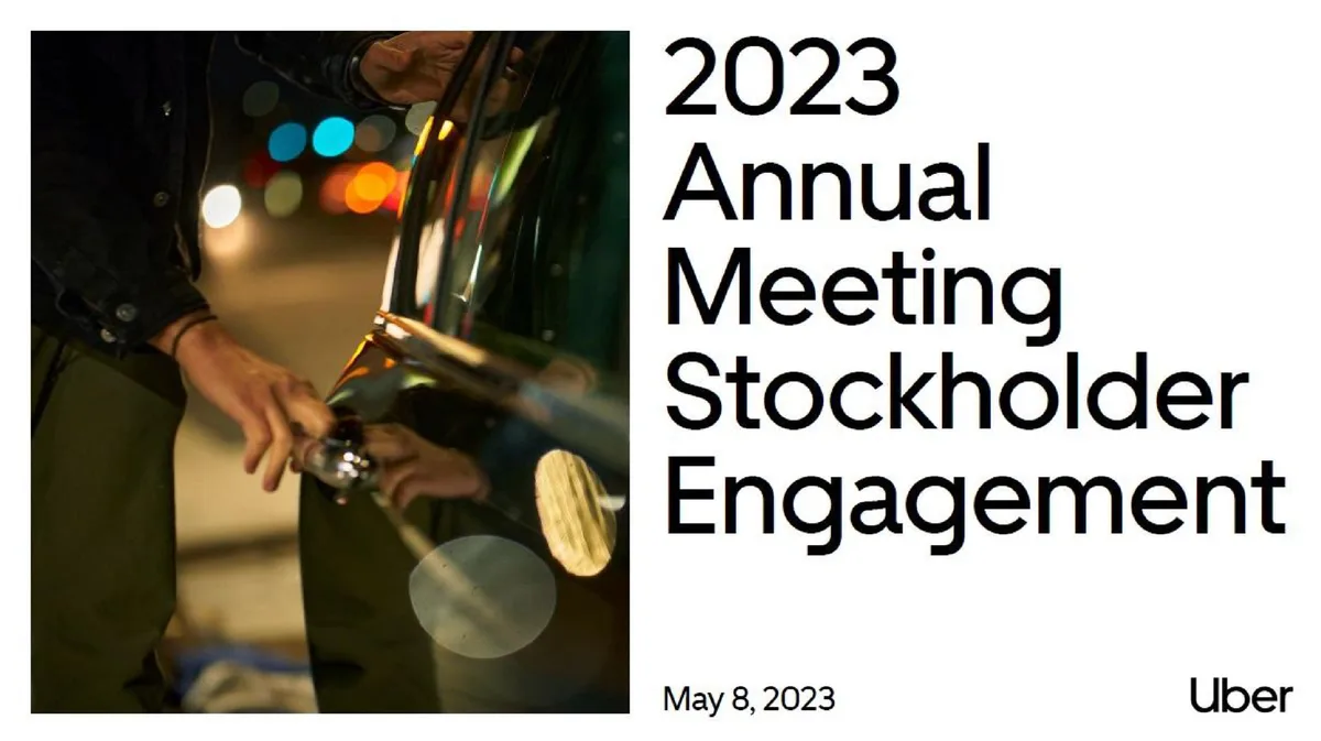 Uber | Shareholder Engagement Presentation Deck | 12 slides · slide 1