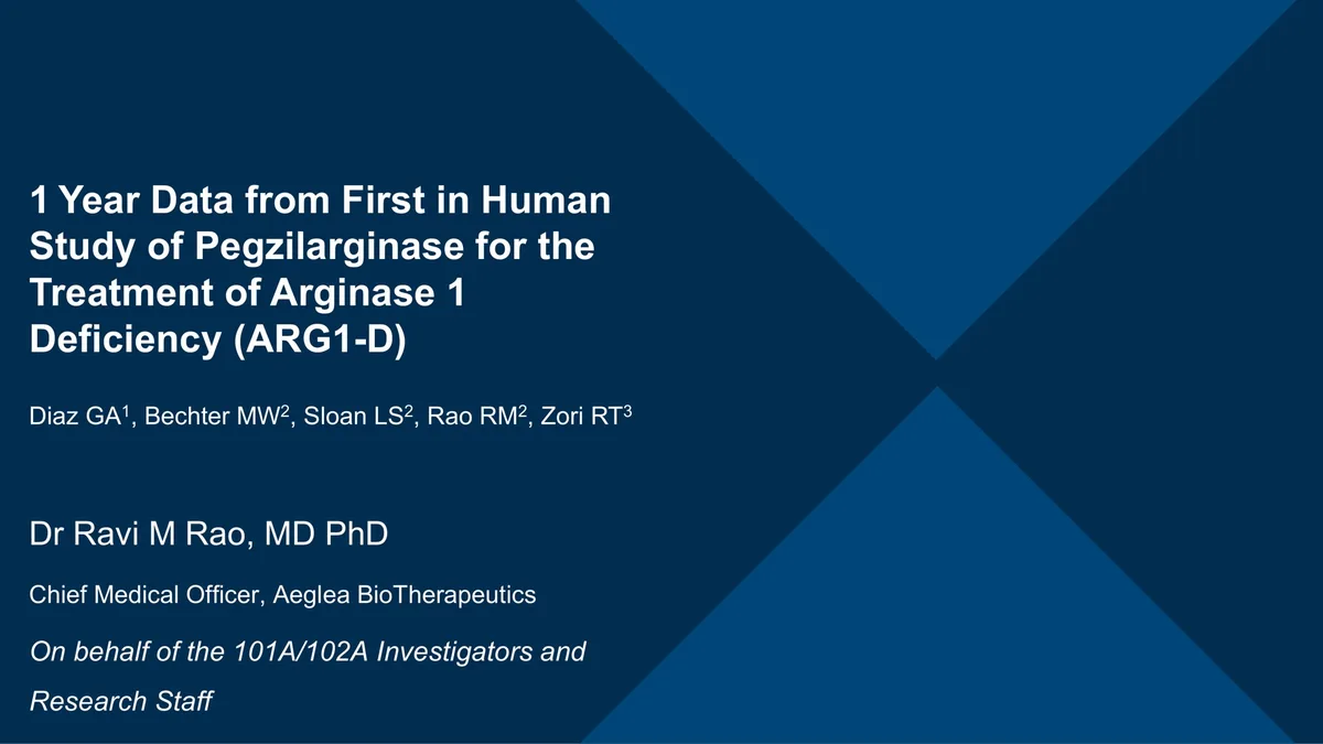 Aeglea BioTherapeutics | Results Presentation Deck | 13 slides · slide 1