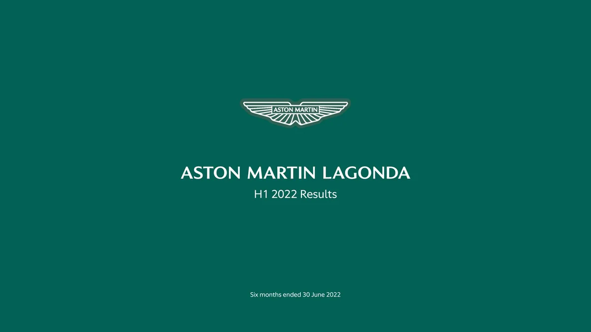 Aston Martin | Results Presentation Deck | 34 slides · slide 1