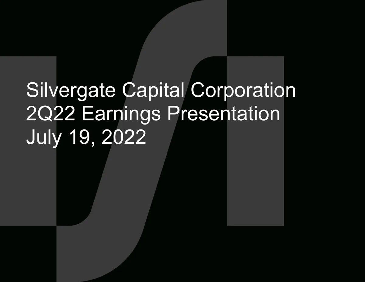 Silvergate Bank | Results Presentation Deck | 10 slides · slide 1