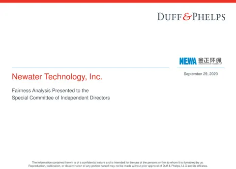 17 IBD presentation 2021 Newater Technology Inc. Duff Phelps 1