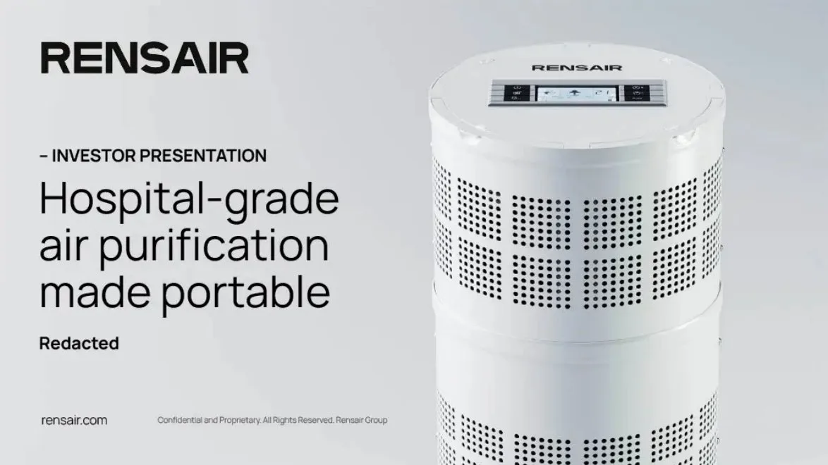 Check out the 47-slide pitch deck an indoor air purifier startup used to raise $7 million in its Series A round;; led by Hoxton Ventures · slide 1