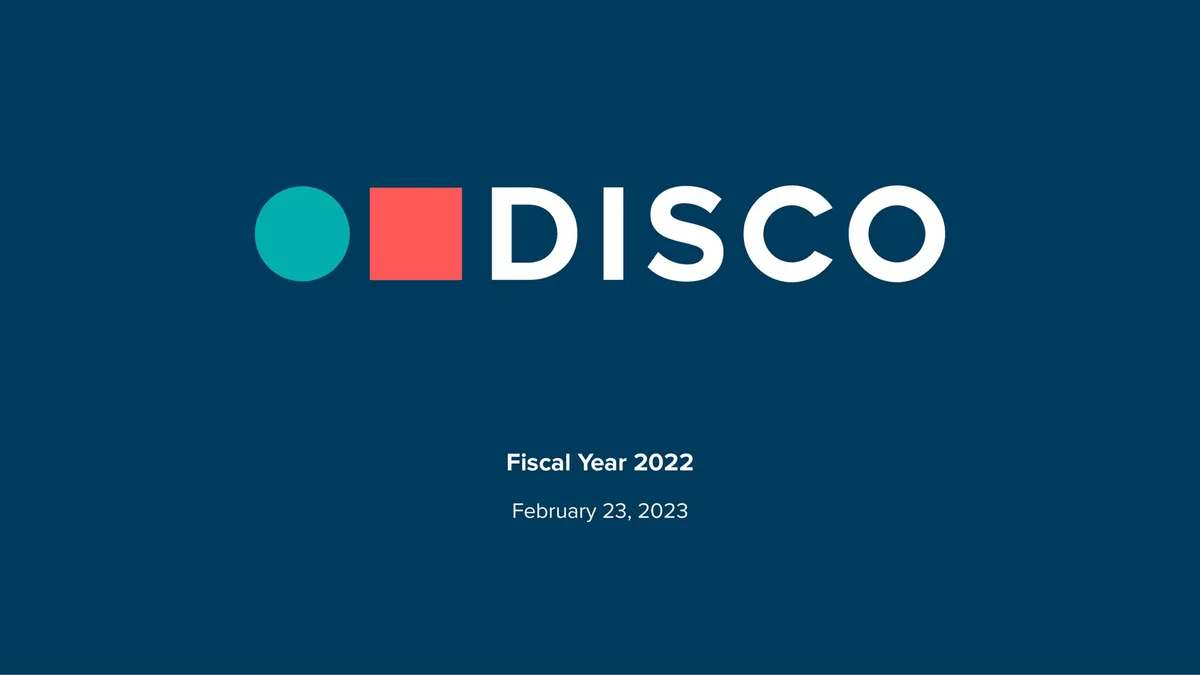 CS Disco | Results Presentation Deck | 20 slides · slide 1