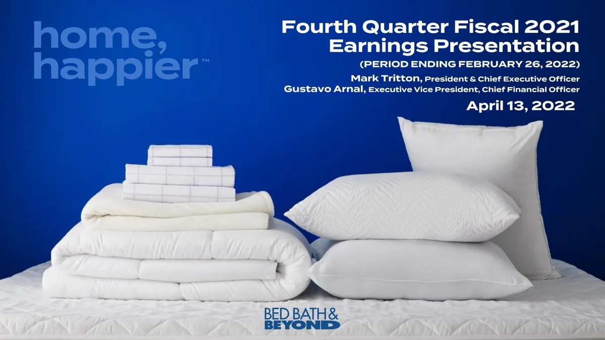 Bed Bath &amp; Beyond | Results Presentation Deck | 30 slides · slide 1