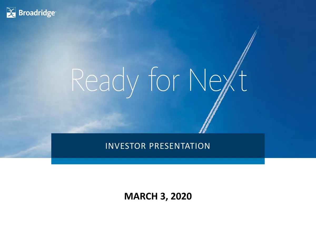 Broadridge Financial Solutions | Investor Presentation Deck | 32 slides · slide 1