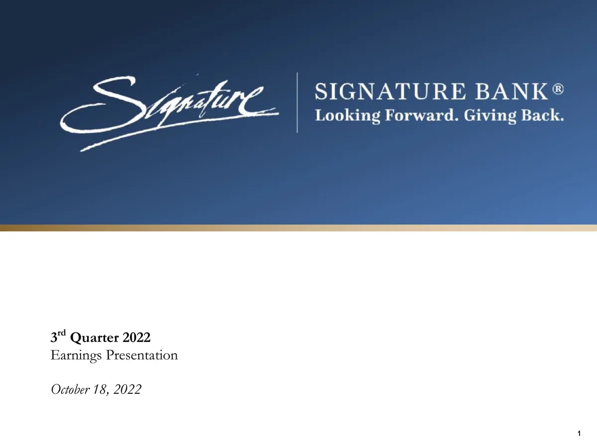 Signature Bank | Results Presentation Deck | 30 slides · slide 1
