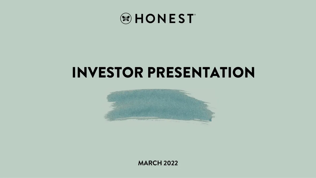 Honest | Investor Presentation Deck | 21 slides · slide 1