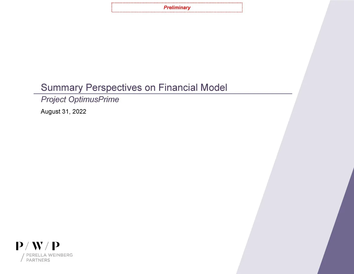 Perella Weinberg Partners | Investment Banking Pitch Book | 10 slides · slide 1