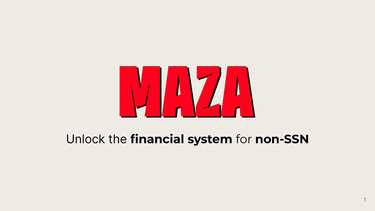 See the pitch deck that fintech startup Maza used to raise $8 million · slide 1