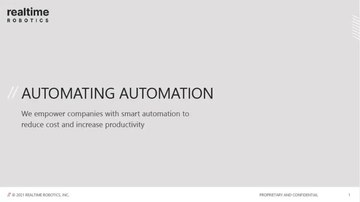 Robotics startup Realtime used this pitch deck to convince Toyota to invest in its $31 million Series A round · slide 1