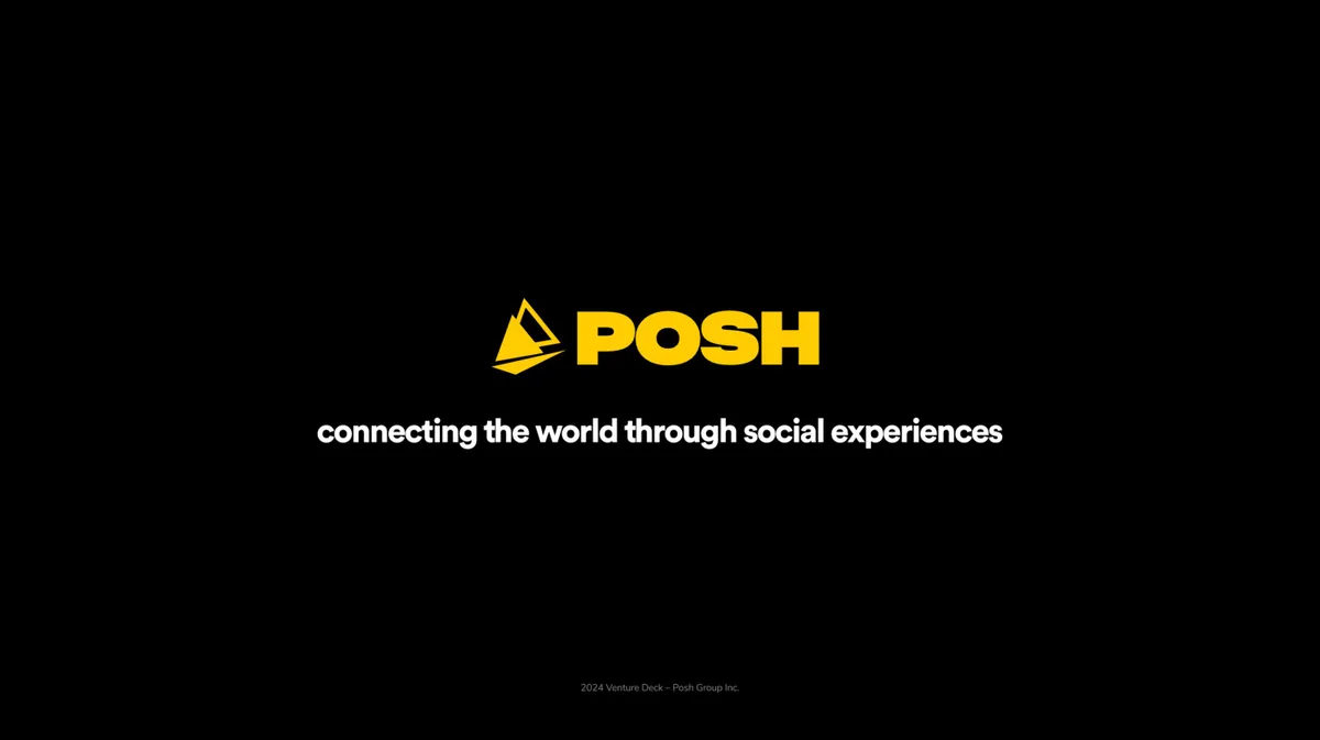 Pitch deck: Posh raises $22M to help people make plans and friends · slide 1