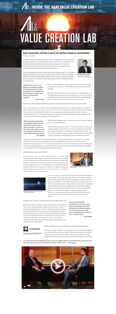 Includes embedded video player placeholder and multiple pull-quotes from Bob Sparger.