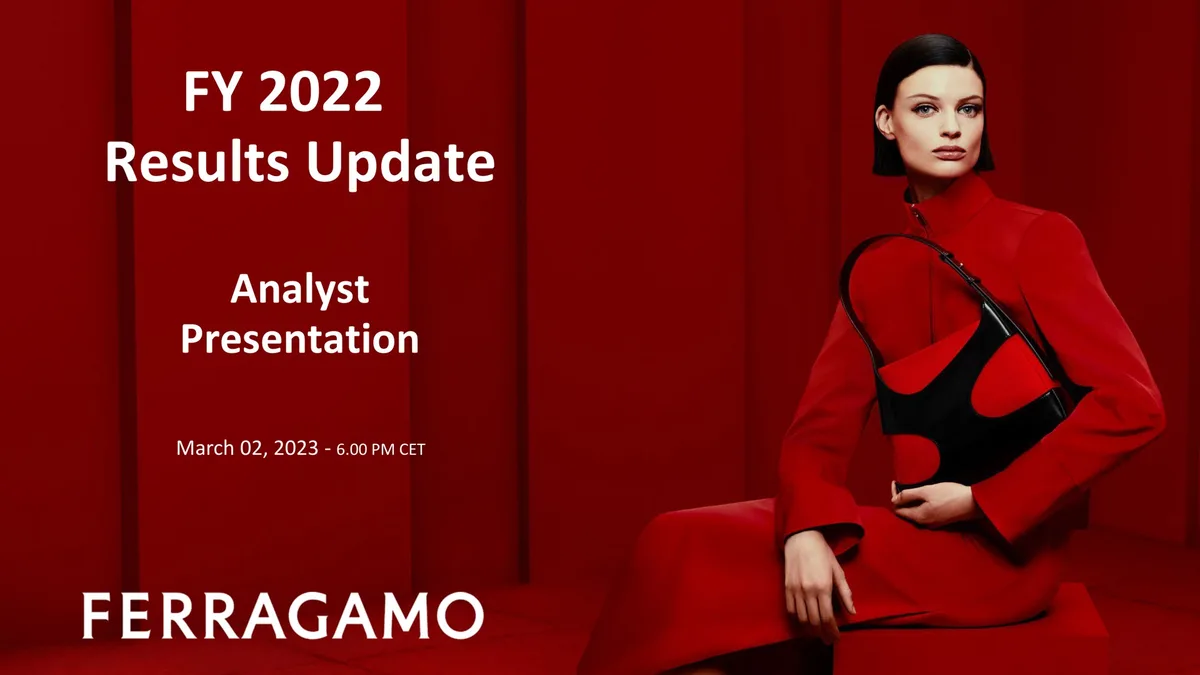 Salvatore Ferragamo | Results Presentation Deck | 12 slides · slide 1