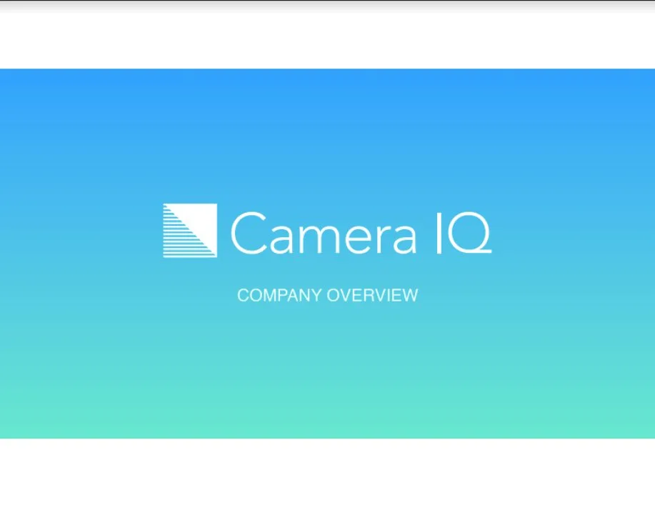 Pitch deck: How AR platform Camera IQ raised $5 million · slide 1