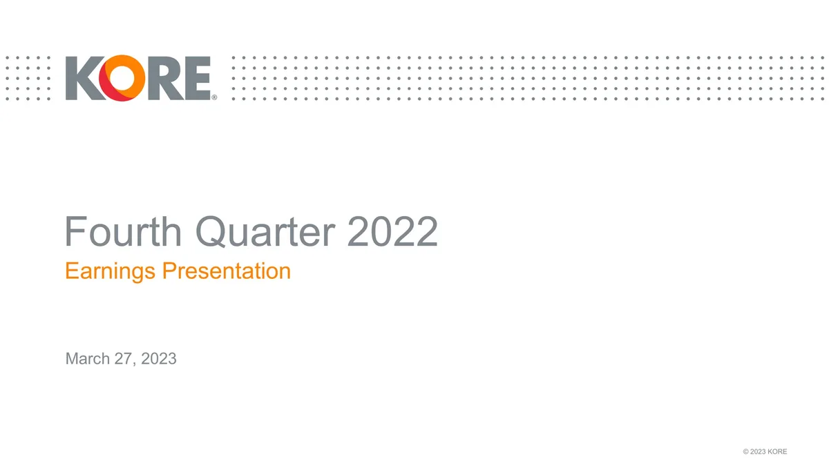 Kore | Results Presentation Deck | 22 slides · slide 1