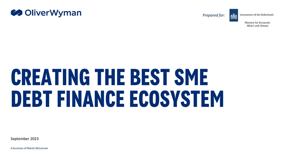 Creating the best SME Debt finance ecosystem · slide 1