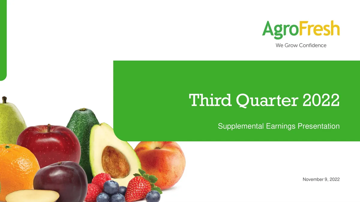 AgroFresh | Results Presentation Deck | 22 slides · slide 1