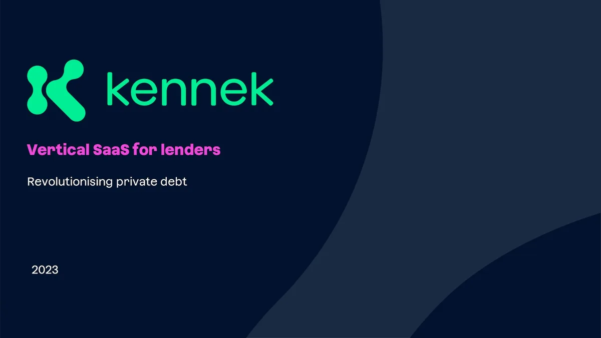 Real pitch deck: Fintech Kennek raises $12.5m in seed funding · slide 1