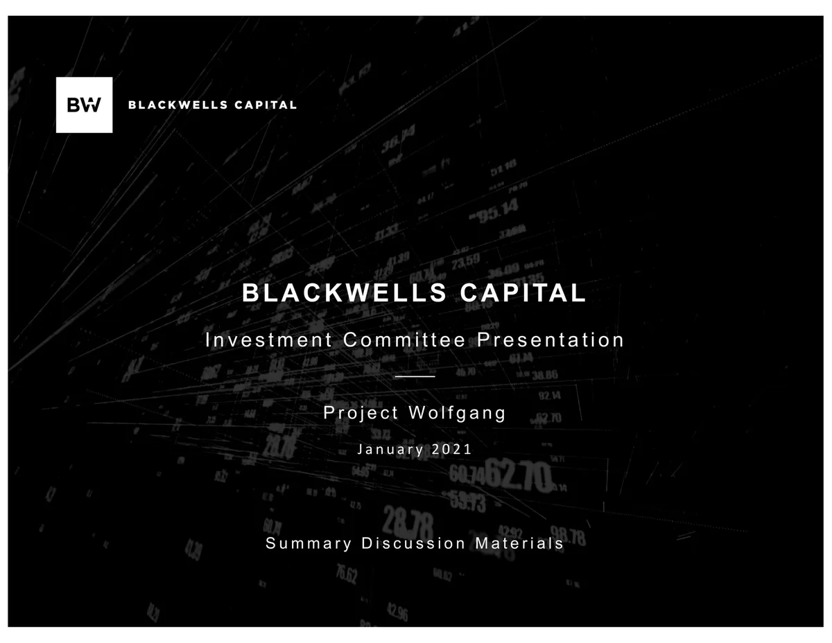Blackwells Capital | Activist Presentation Deck | 207 slides · slide 1